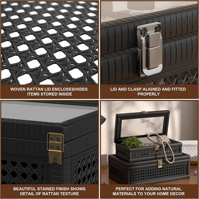 Rattan Decorative Box, Boho Display Boxes - Image 4