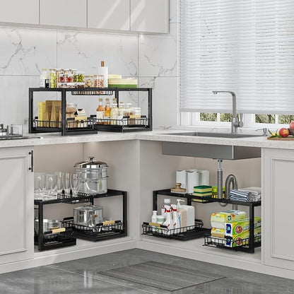 Under Sink Organizer, Pull Out Storage Organizer, 2 Tier Sliding Sink Organizer - Image 3