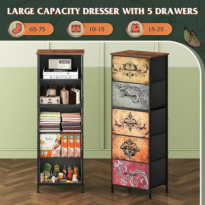 WLIVE Fabric Dresser, 5-Drawer Tall Dressers - Image 4