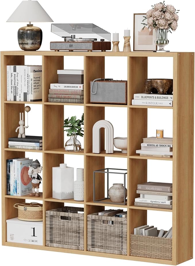 16-Cube Storage Organizer Bookcase, Thick Frame Wood Grain Storage Shelf - Image 9