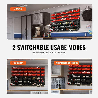 VEVOR 48-Bin Wall Mounted Storage Bins Parts Rack Organizer Garage Shop Tool - Image 6