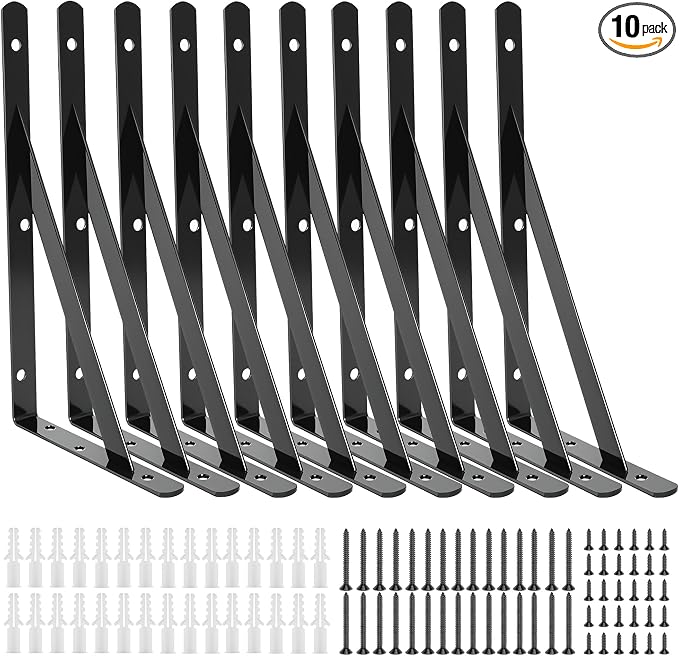 10 Pack L16 x H 10" Heavy Duty Shelf Brackets by Unknown