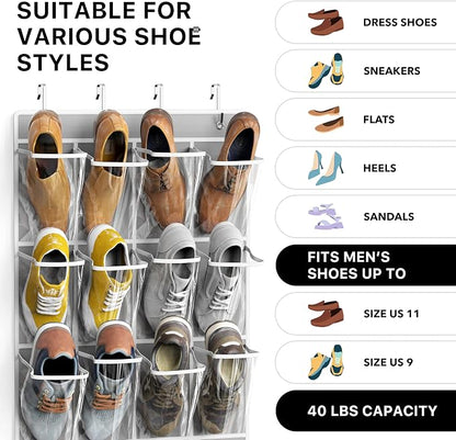 Simple Houseware 24 Pockets Large Clear Pockets Over The Door Hanging Shoe - Image 3