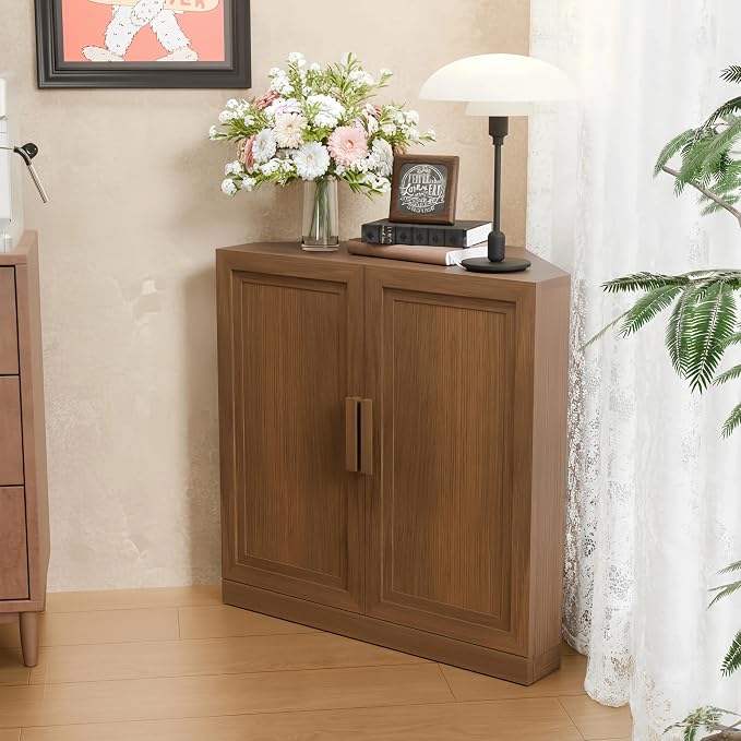 Casaphoria Farmhouse Corner Cabinet, Wooden Corner Storage Cabinet - Image 3