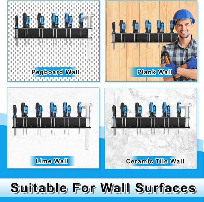 Screwdriver Organizer Wall Mount, Heavy Duty Metal Utility Storage Rack - Image 5