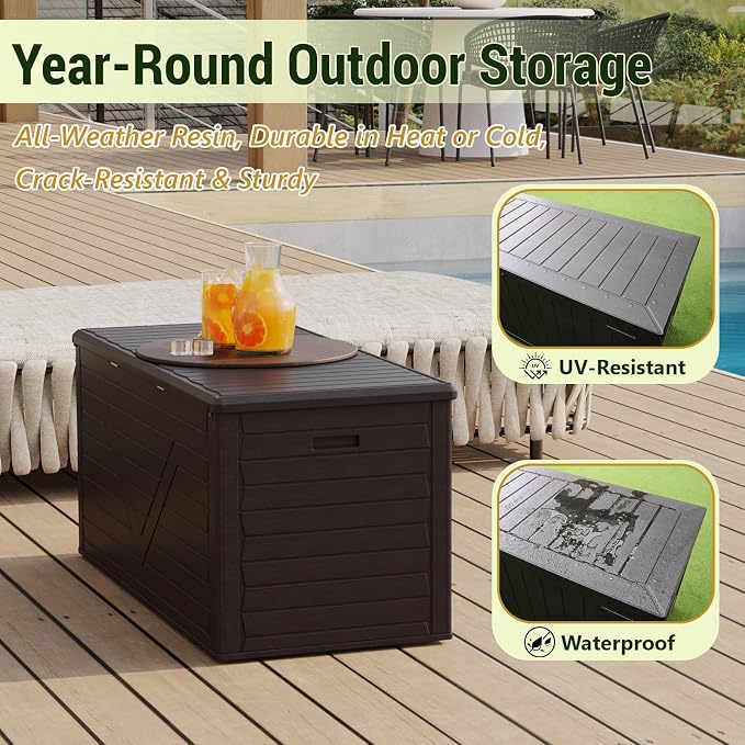 Outdoor Storage Box, Lockable Patio Cushions, Garden Tools Storage - Image 4