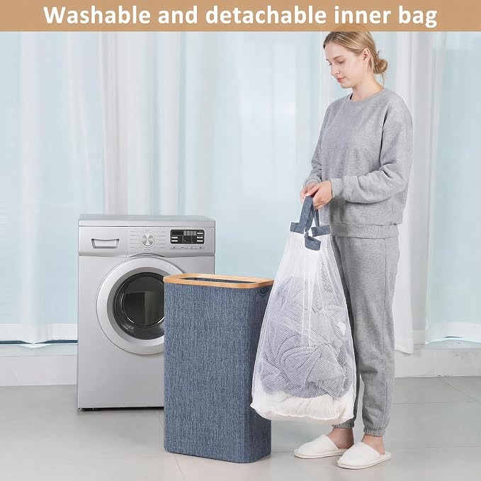 iEGrow 65L Slim Laundry Hamper, Narrow Laundry Basket - Image 4