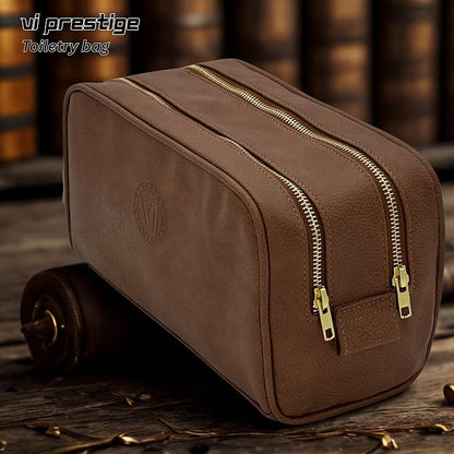 Dopp Gift Large Travel Toiletry Bag Premium Quality PU Leather Two compartments - Image 2