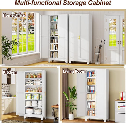 75" White Metal Storage Cabinet - Image 8