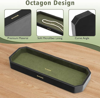 SANZIE Leather Tray Organizer Small Trays Decorative Tray Desktop Storage - Image 4