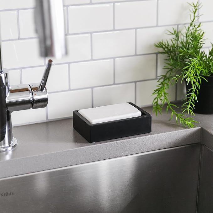 Matte Black Square Soap Dish, Hand Soap Holder - Image 6