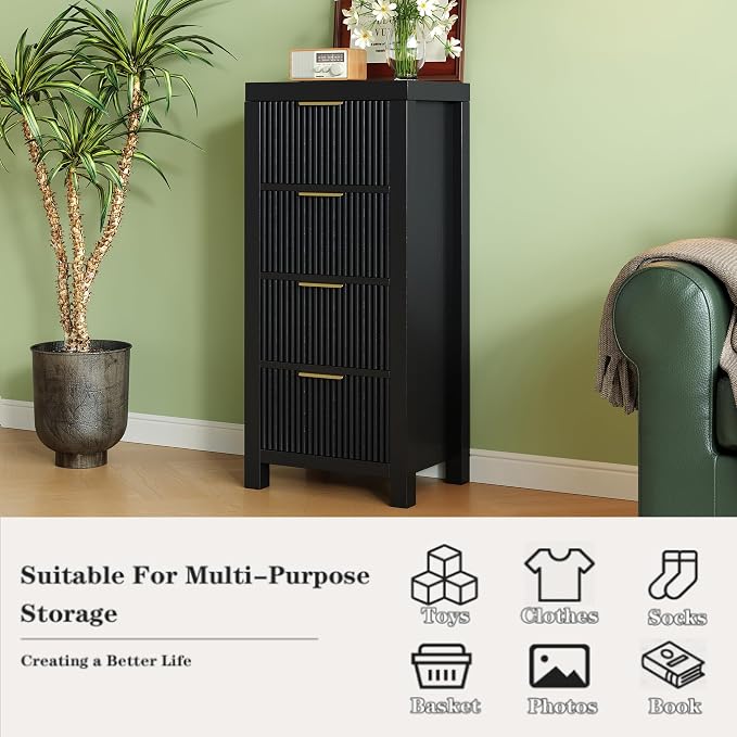 Tall Mid-Century Dresser with 4 Large Drawers, or Office - Image 3