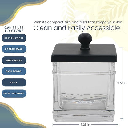 Clear Transparent Hotel Style Apothecary Tempered Glass Canister Jar W/ Matte - Image 2
