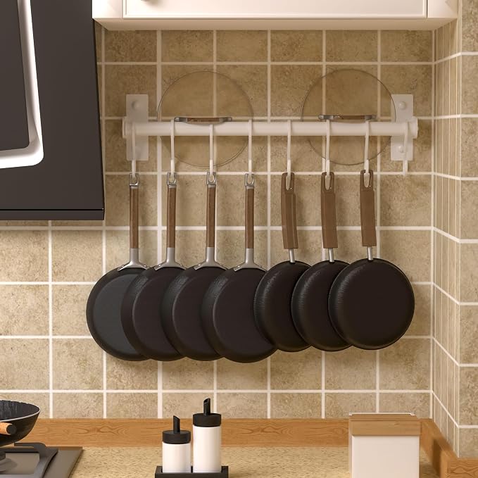 Dseap Kitchen Utensil Holder Hanger, Pot and Pan Rack Wall Mounted, Kitchen Rail - Image 2