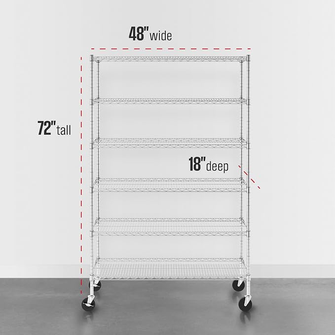 SafeRacks NSF 6-Tier Heavy Duty Steel Wire Rack w/Wheels - Image 3