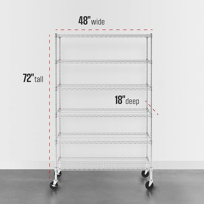SafeRacks NSF 6-Tier Heavy Duty Steel Wire Rack w/Wheels - Image 3
