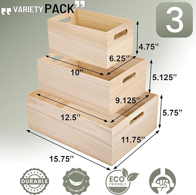 Sorbus Unfinished Wood Crates - Image 6