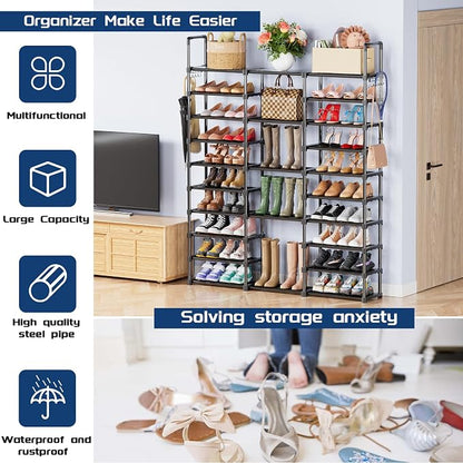 Mavivegue 10 Tiers Shoe Rack Tall Shoe Organizer Shoe Storage 55-65 Pairs - Image 4