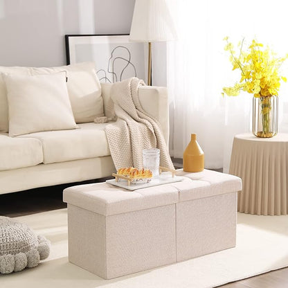 Storage Ottoman Bench Foldable Seat Footrest End of Bed Ottoman - Image 2