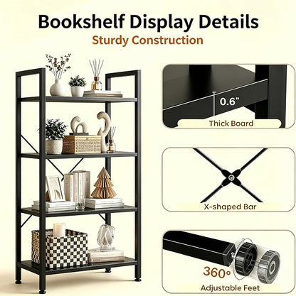 HealSmart 4 Tier Bookshelf, Free Standing Book Shelf Home Office Bookcase Shelf - Image 5