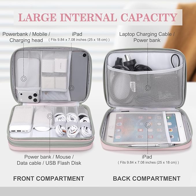 FYY Electronic Organizer, Extra Large Travel Cable Organizer Bag Pouch Portable - Image 3