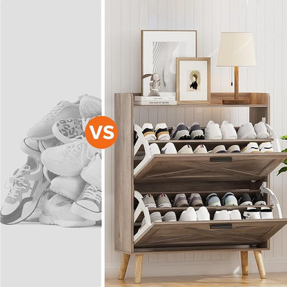 Homleke Farmhouse Shoe Storage Cabinet - Image 8