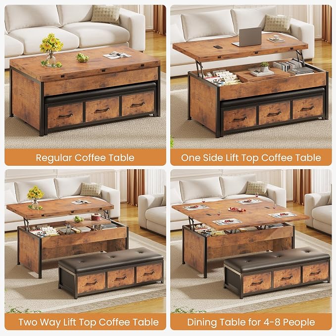 Itaar Lift Top Coffee Table Set, Center Table - Image 3