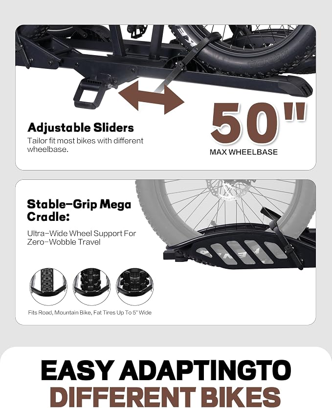 Hitch 2-Bike Rack, 200 lbs Capacity E-Bike Carrier Platform Mount - Image 6
