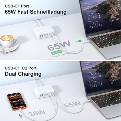 USB C Fast Charger, 150W GaN 6 Port Type C Charging Station Hub Block Cube - Image 5
