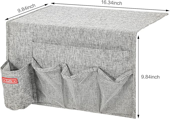 Zafit Linen 5 Pockets Bedside Caddy, Bedside Storage Organizer - Image 3