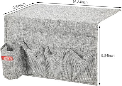 Zafit Linen 5 Pockets Bedside Caddy, Bedside Storage Organizer - Image 3