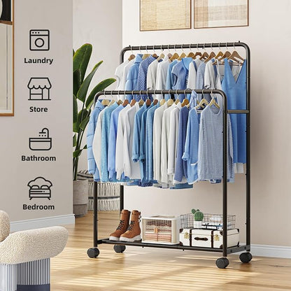 Simple Trending Clothing Clothes Rack Double Rods - Image 3