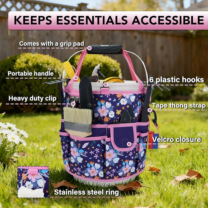 KUNN 5 Gallon Bucket Tool Organizer 18-Pocket Heavy-Duty Bucket Caddy - Image 3