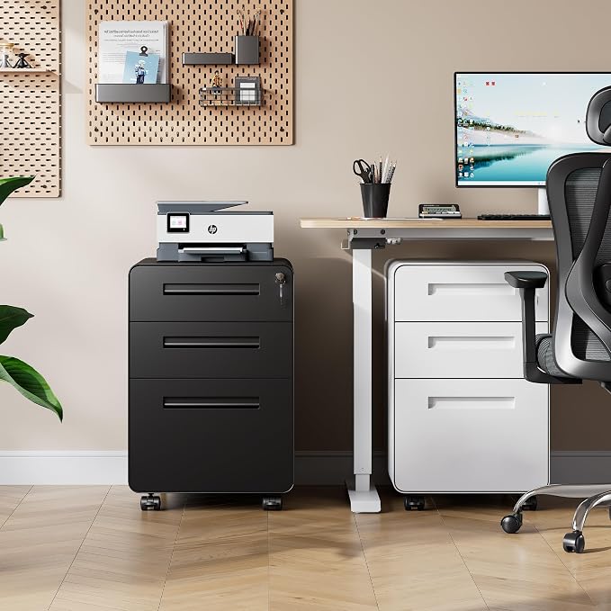 DEVAISE 3-Drawer File Cabinet, Thickened Metal Mobile Filing Cabinet - Image 2