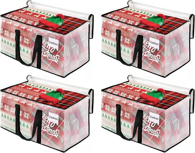 BlissTotes 4-Pack Heavy Duty Extra Large Clear Moving Bags, Reinforced Handles by BlissTotes