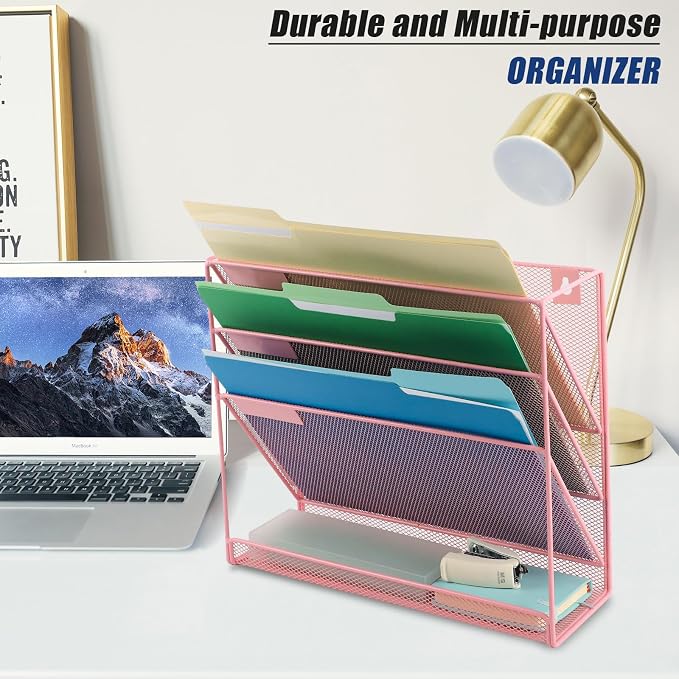 EASEPRES Desk File Organizer Mesh 4-Tier, Hanging Wall Mount Document - Image 6