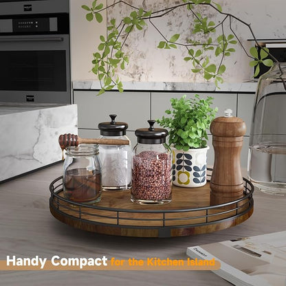 Farmhouse Oak 12" Lazy Susan Turntable Organizer - Image 2