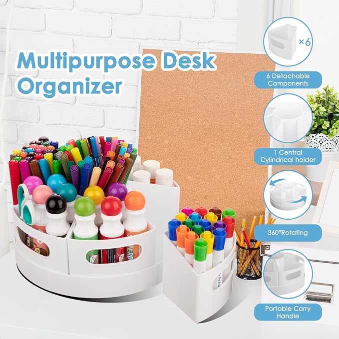 Art Supplies Organizer, Extra Large 360° Rotating Desk Organizer - Image 6