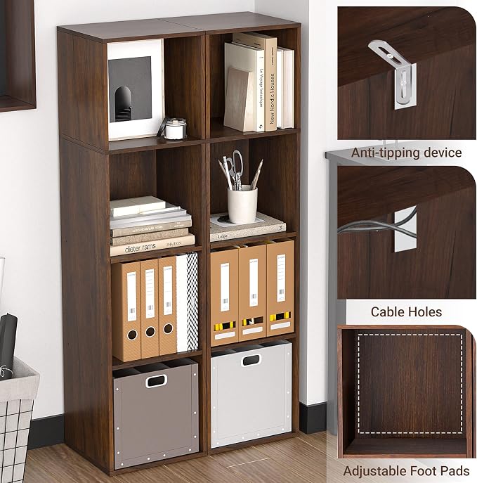 4Cube Storage Organizer, 4 Tier Cube Low Bookcase Freestanding Storage Display - Image 5