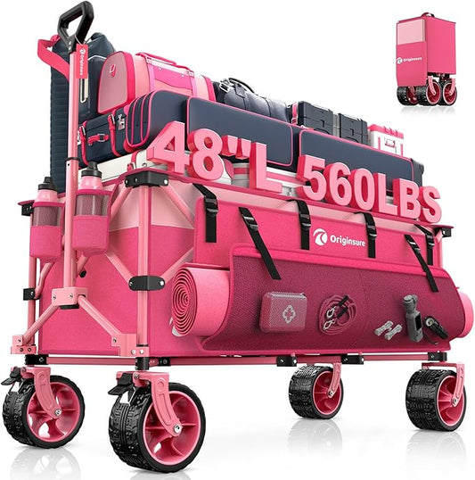 48" L Collapsible Beach Wagon Cart Foldable, 560LB Weight Capacity 300L Heavy by Unknown