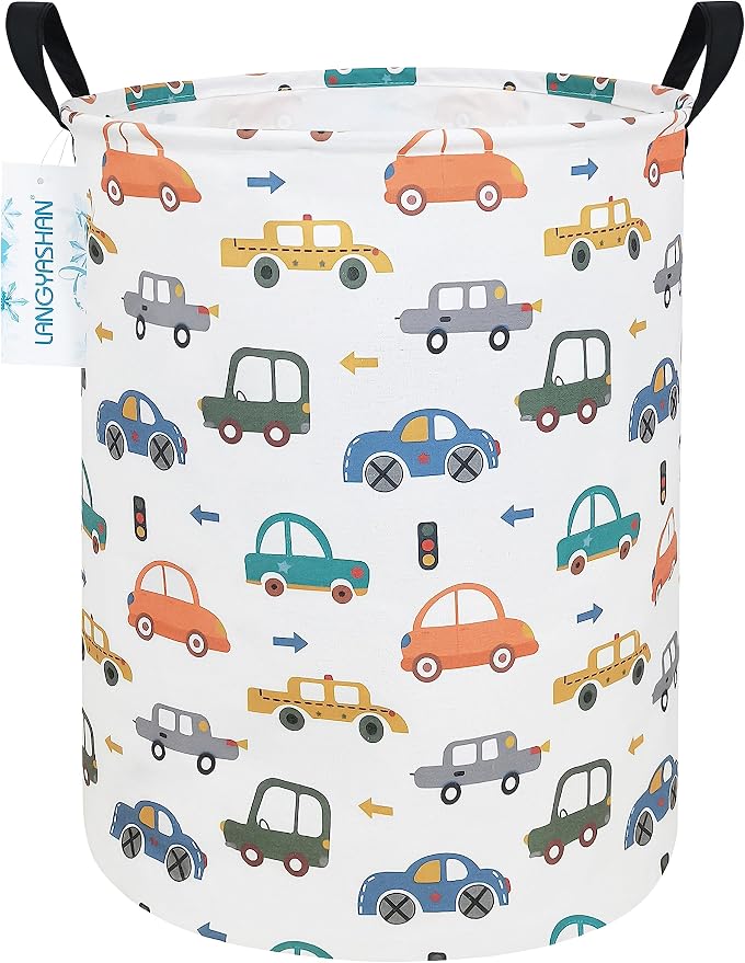 LANGYASHAN Laundry Basket Canvas Fabric Collapsible Organizer Basket by LANGYASHAN