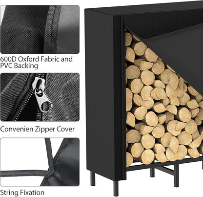 CADUKE 4ft Firewood Rack with Cover, Outdoor Firewood Log Rack - Image 5