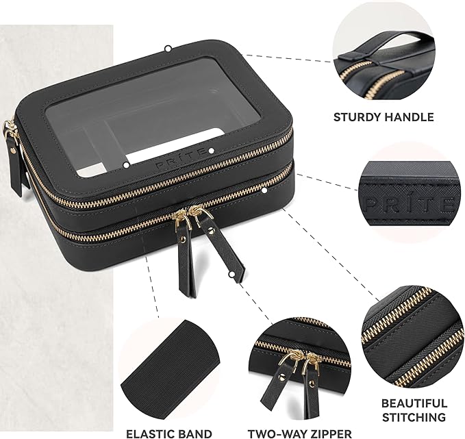 Prite Clear Makeup Bags Double Layer Cosmetic Bags - Image 4