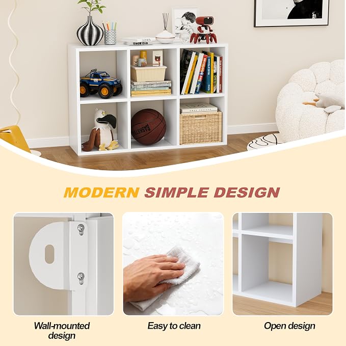 6 Cube Storage Organizer, Metal Cubby Storage Shelf, Small Box Bookshelf - Image 3
