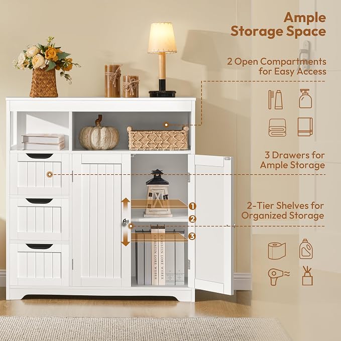 Yaheetech Bathroom Floor Cabinet, Wooden Storage Organizer - Image 6