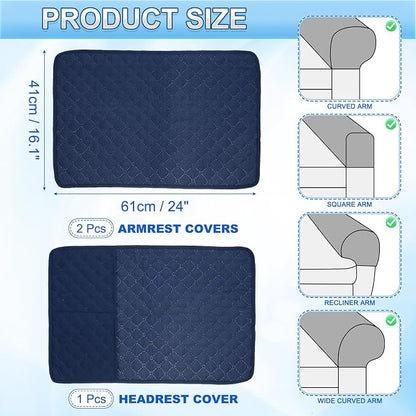 uxcell 3 PCS Armrest Covers, Couch Arm Cover Furniture Protect Slide Recliner - Image 2