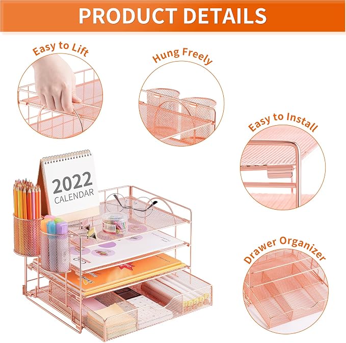 Lavatino 4-Tier Desk Paper Letter Tray Organizer - Image 3