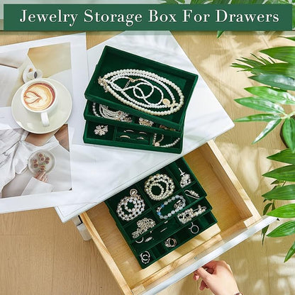 Junkin 18 Pcs Velvet Jewelry Tray, Stackable Jewelry Organizer Trays - Image 4