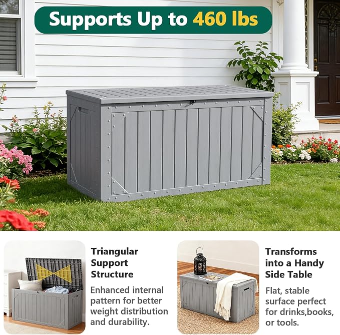 Outdoor Storage Box, 98 Gallon Deck Box, Outdoor Storage Bench, Waterproof - Image 3
