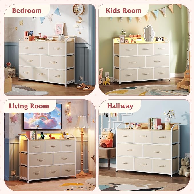 WLIVE Dresser for Bedroom, 8 Drawer LED Dresser - Image 3